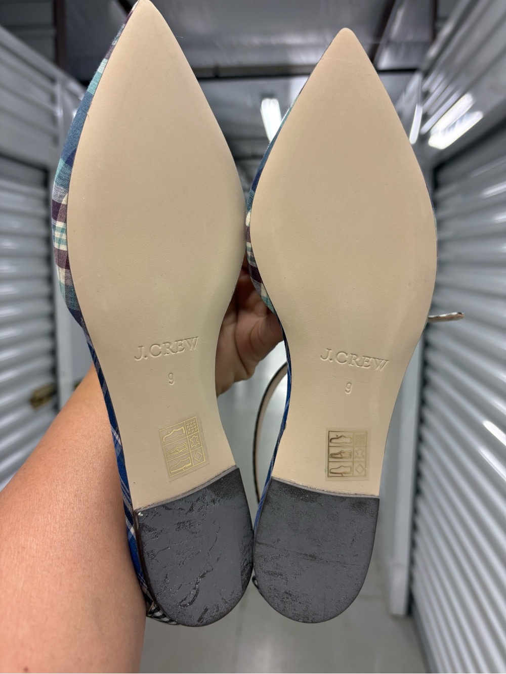 J. Crew Mixed Plaid Flats with Ankle Strap. Size 9. New. - Picture 2 of 4